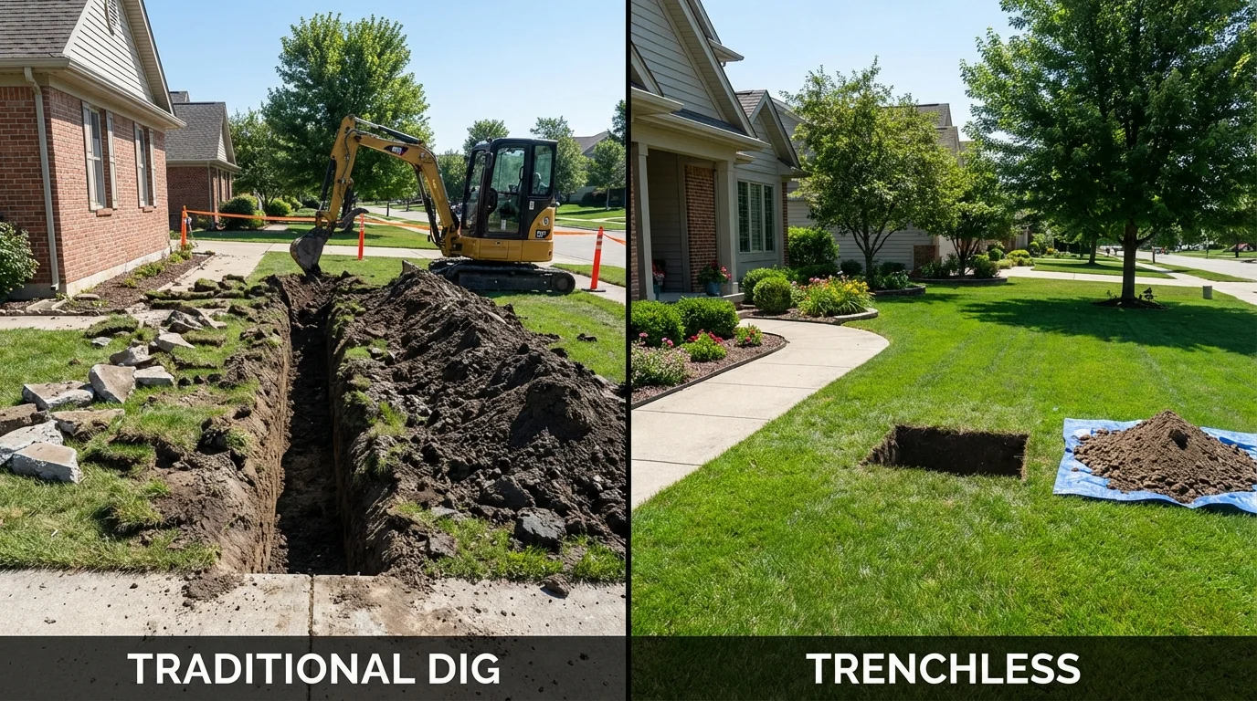 Trenchless sewer repair with minimal yard damage versus traditional excavation in Cathlamet, WA